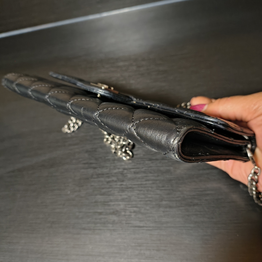 CHANEL Black Quilted Leather Clutch with Chain - Picture 11 of 11